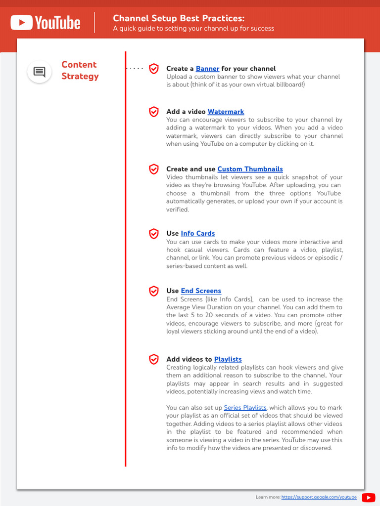 YouTube Channel Setup Best Practices | PDF | You Tube | Software