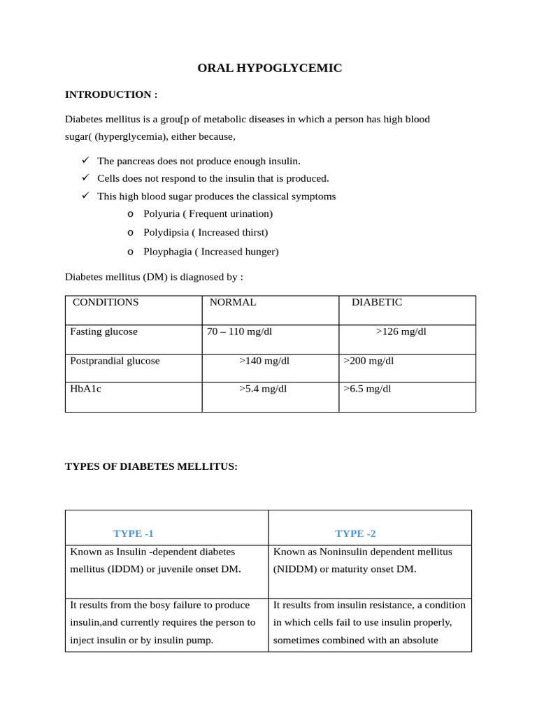 Oral Hypoglycemic | PDF | Insulin | Hypoglycemia