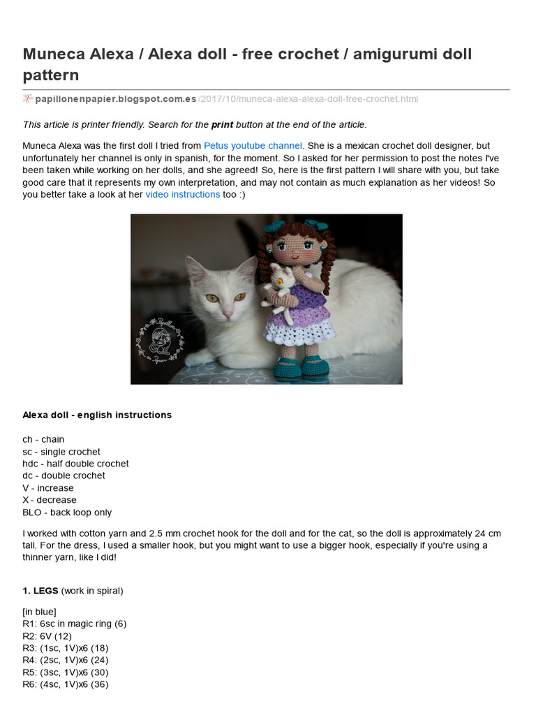 Papillon en Papier Muneca Alexa Alexa Doll - Free Crochet Amigurumi ...