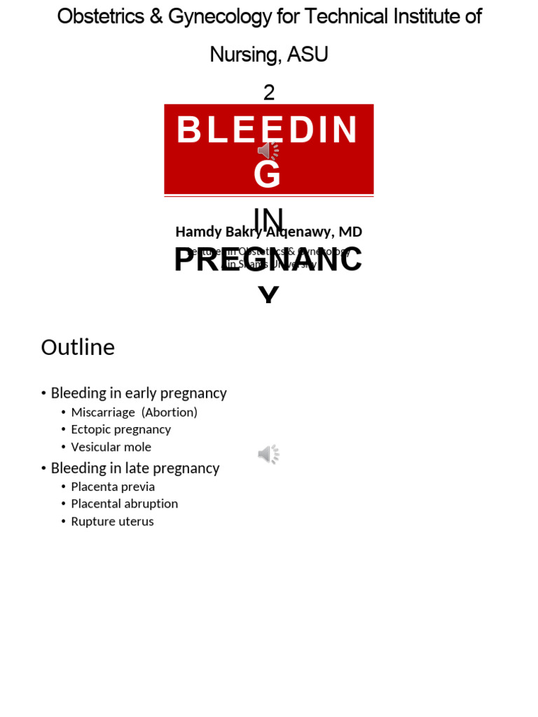 Bleeding in Pregnancy-Compressed | PDF | Miscarriage | Pregnancy