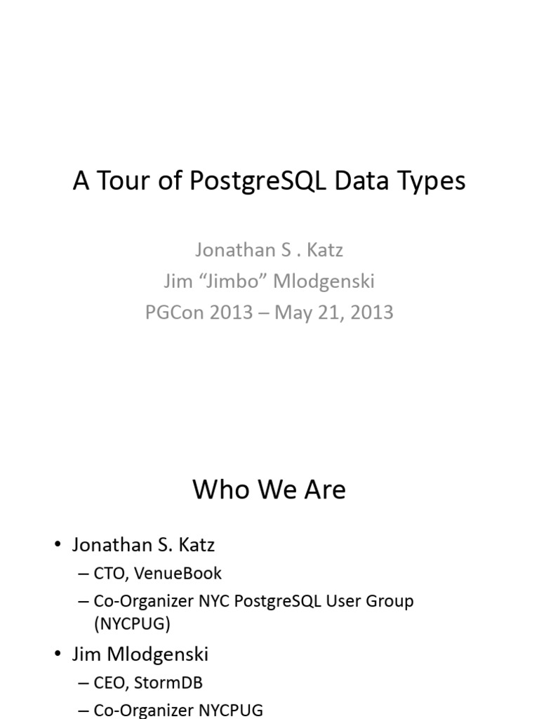 269 Tour of Postgresql Data Types | PDF