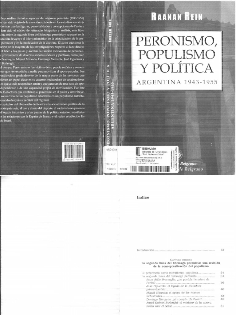 Rein Raanan Peronismo Populismo y Politica. Argentina1943 1955-1-139 | PDF
