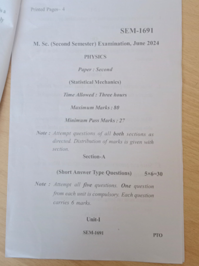 2nd Sem 2nd Paper | PDF | Statistical Mechanics | Gases