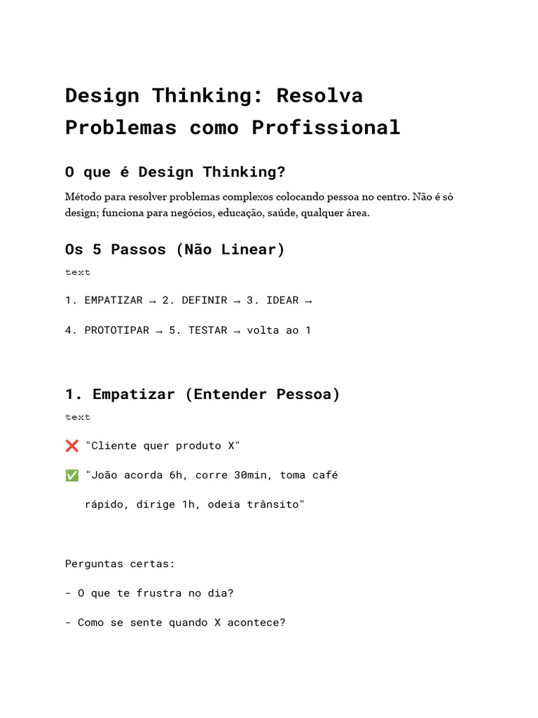 Design Thinking para Solução de Problemas | PDF | Protótipo | Design ...