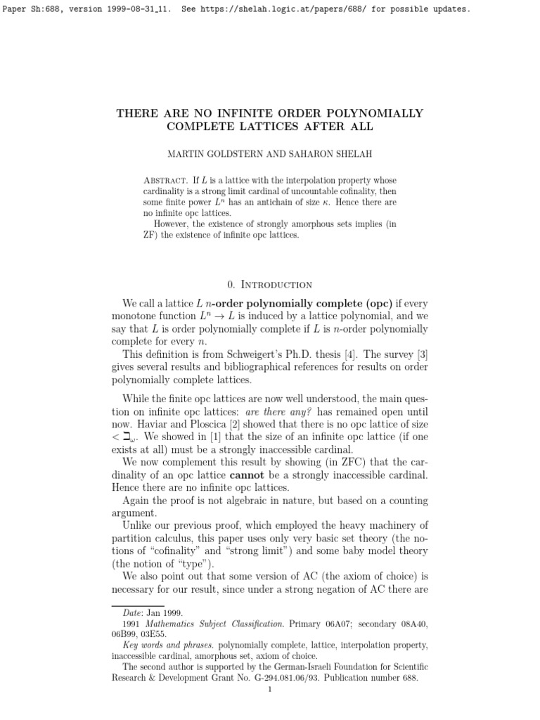 There Are No Infinite Order Polynomially Complete Lattices After All ...