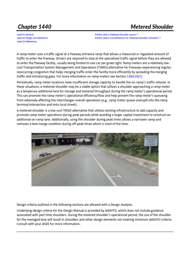 Metered Shoulder: General | PDF | Traffic | Interchange (Road)