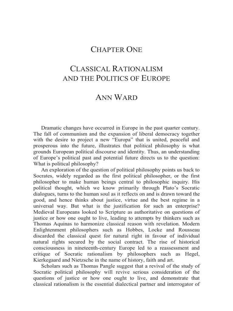Classical Rationalism and The Politics of Europe | PDF | Socrates ...