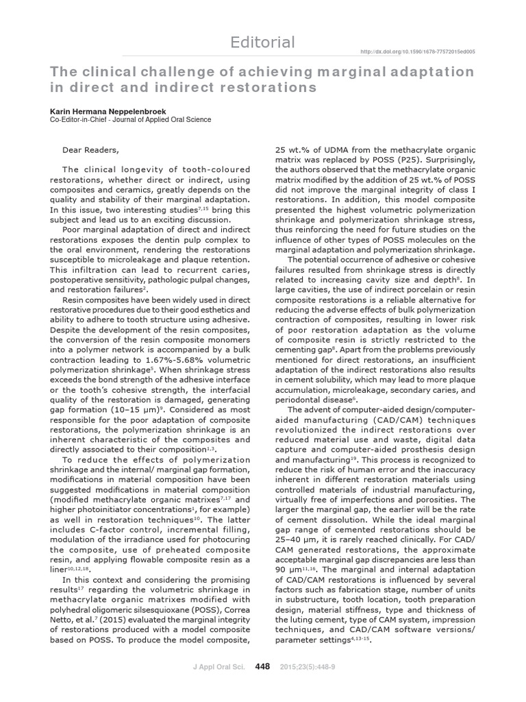 The Clinical Challenge of Achieving Marginal Adaptation in 4c5qfkirdn ...