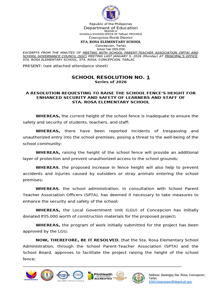 2026 School Resolution | PDF