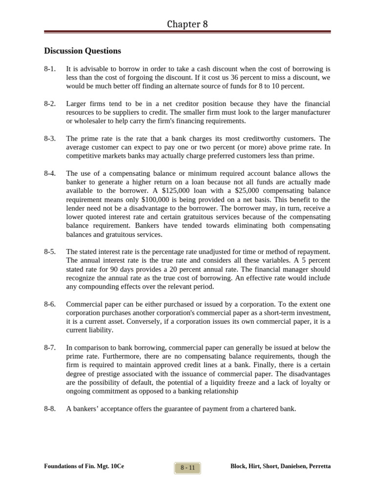 Lecture 4 - Chapter 8 Answers | PDF | Interest | Factoring (Finance)