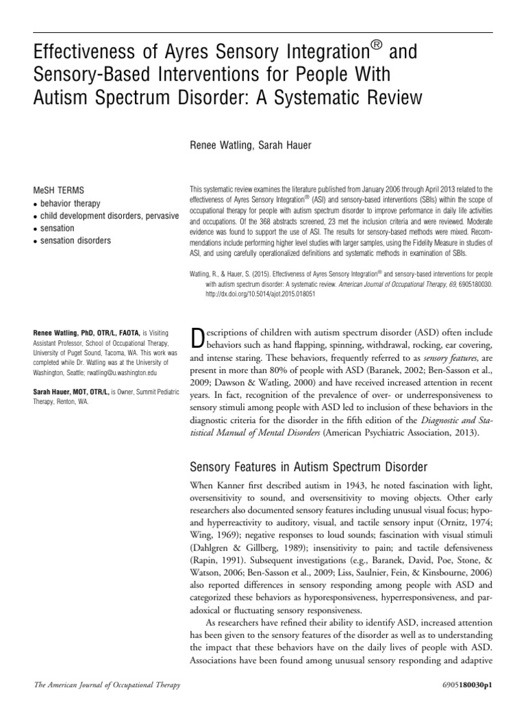 Effectiveness of Ayres Sensory Integrati | PDF | Sensory Processing ...