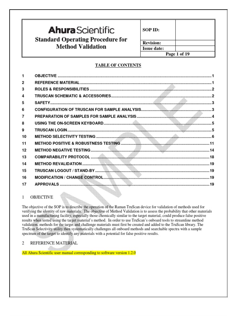 SOP Method Validation ExampleSAMPLE PDF Barcode Computer Keyboard
