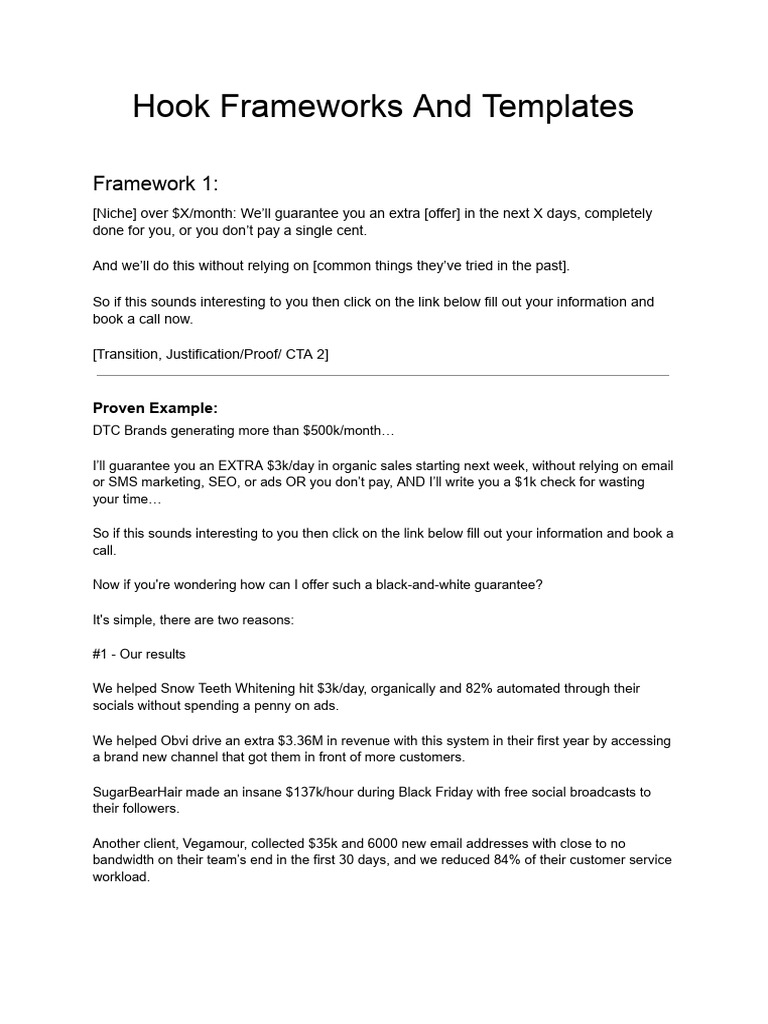 Hook Frameworks and Templates | PDF