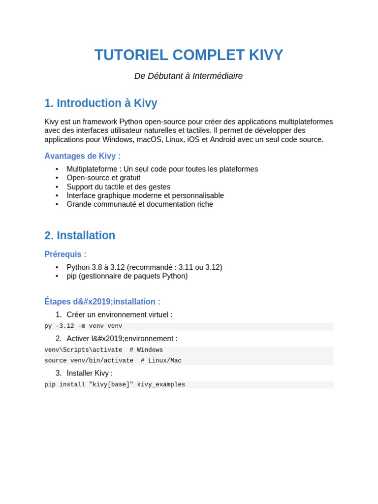 Tutoriel Kivy | PDF | Python (Langage de programmation) | Logiciel ...