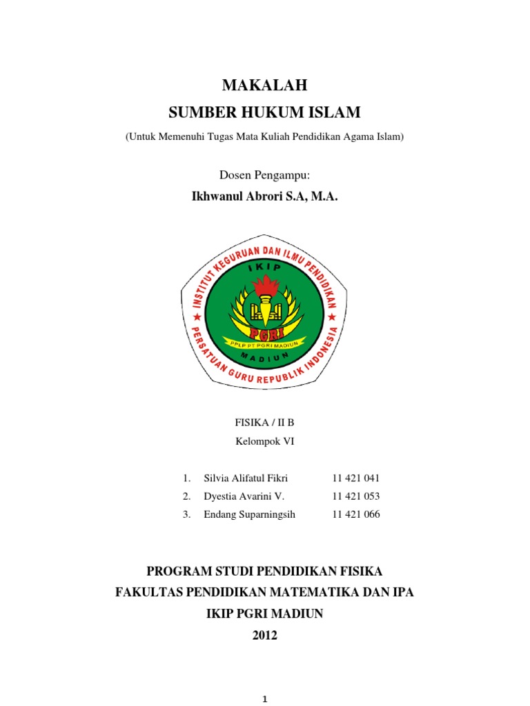 Makalah Sumber Hukum Islam