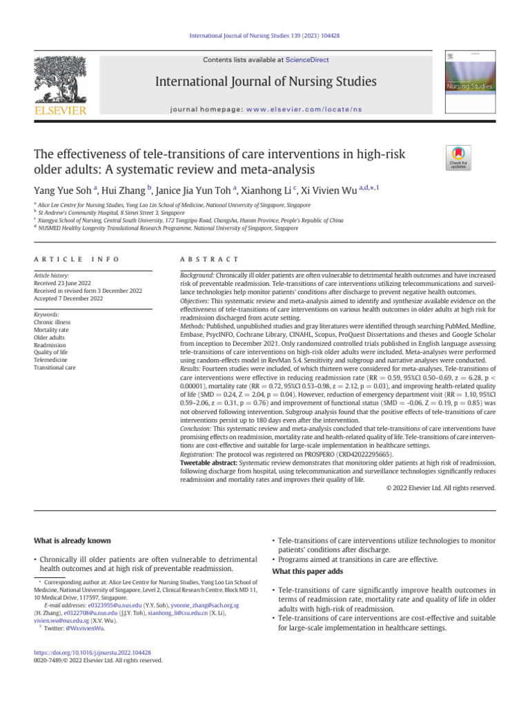 102 The Effectiveness of Tele-Transitions of Care Interventions in High ...
