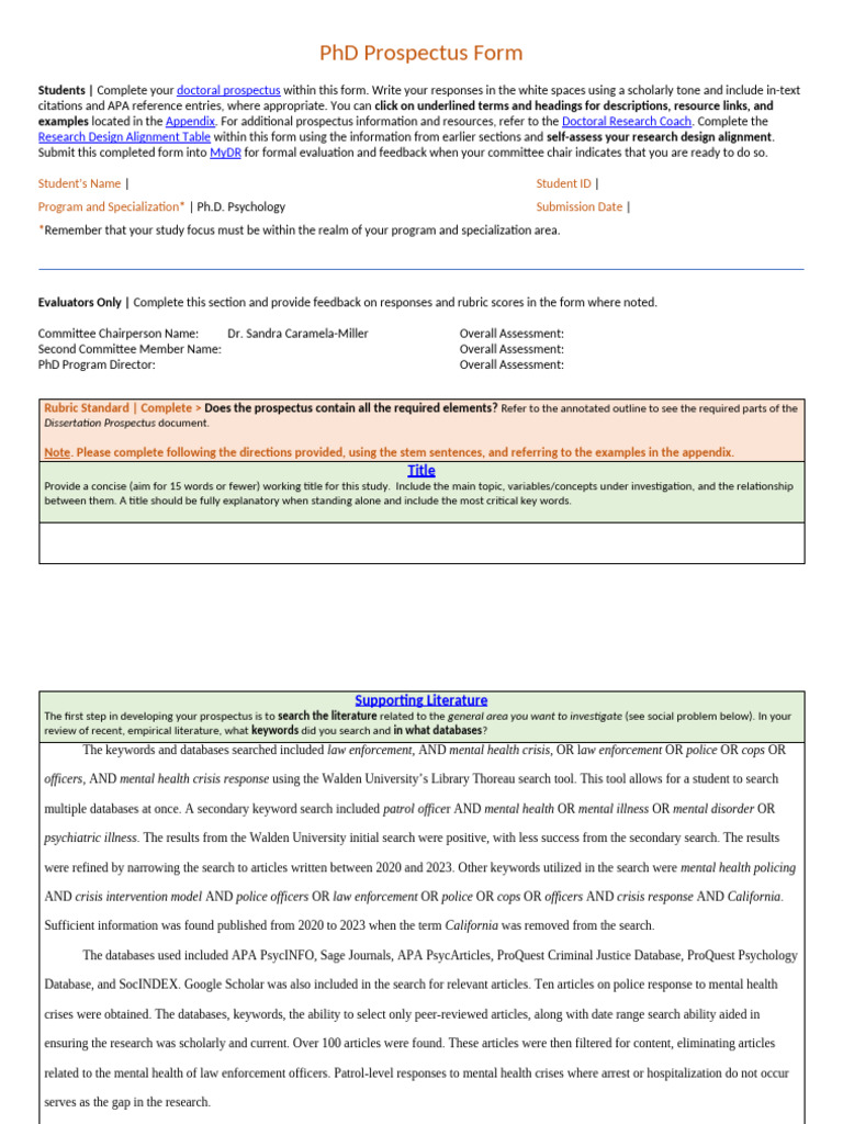 Prospectus Example 2025 | PDF | Mental Health | Mental Disorder