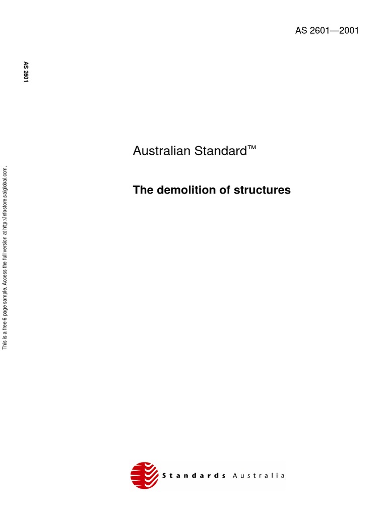 As 2601-2001 The Demolition of Structures | PDF | Demolition ...