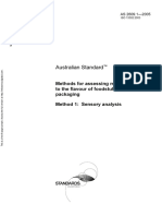 As 2609.1-2005 Methods For Assessing Modifications To The Flavour of Foodstuffs Due To Packaging Sensory Anal