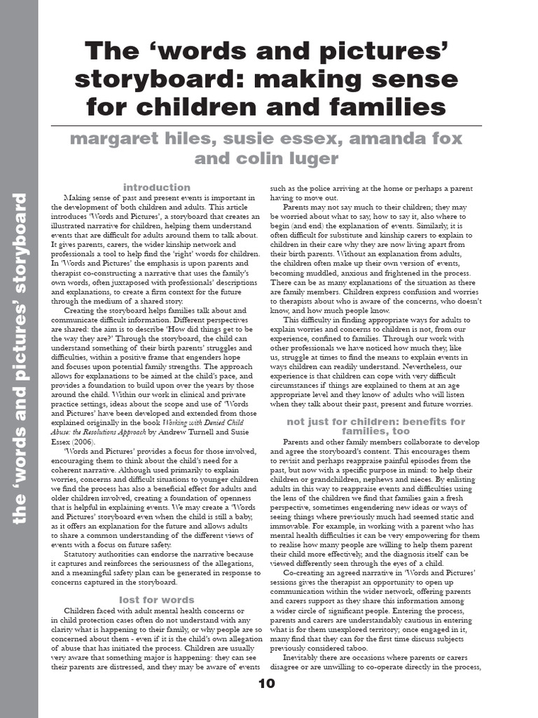 Importance of Word Picture Intervention | PDF | Narrative | Psychotherapy