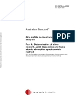 As 2678.4-2002 Zinc Sulfide Concentrates - Chemical Analysis Determination of Silver Content - Acid Dissoluti