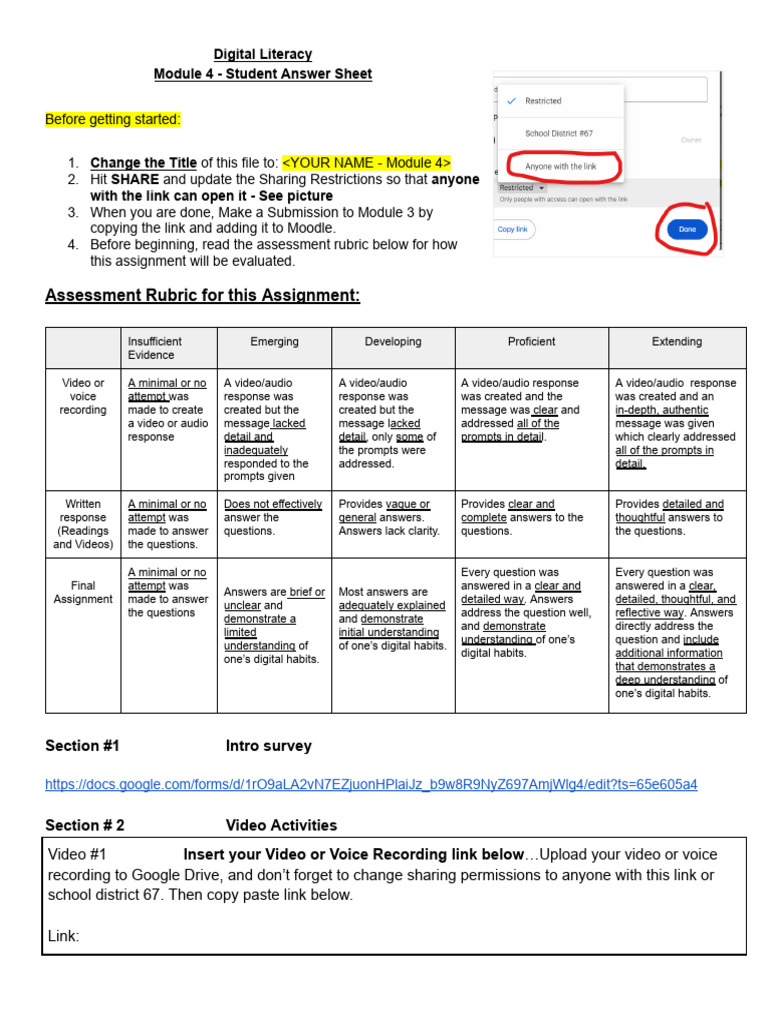 Grade 9-10 - Module 4 - Student Answer Sheet | PDF