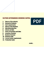 Factors Determining Working Capital