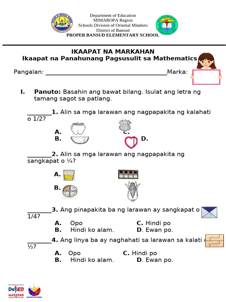 q4 PT Mathematics | PDF
