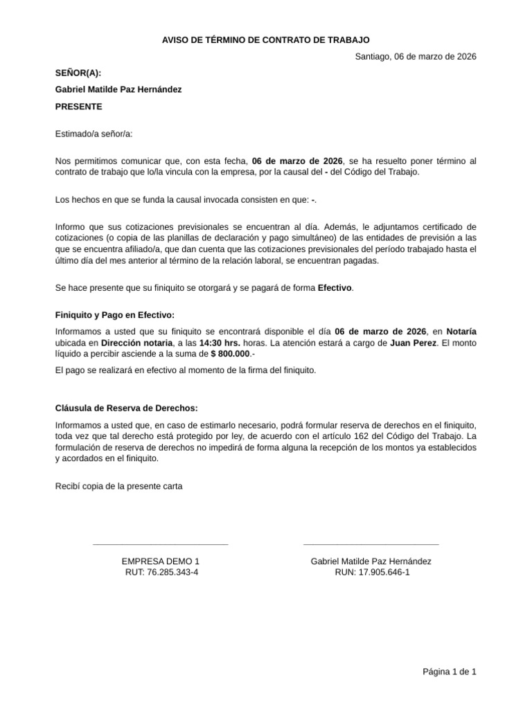 Aviso Termino | PDF