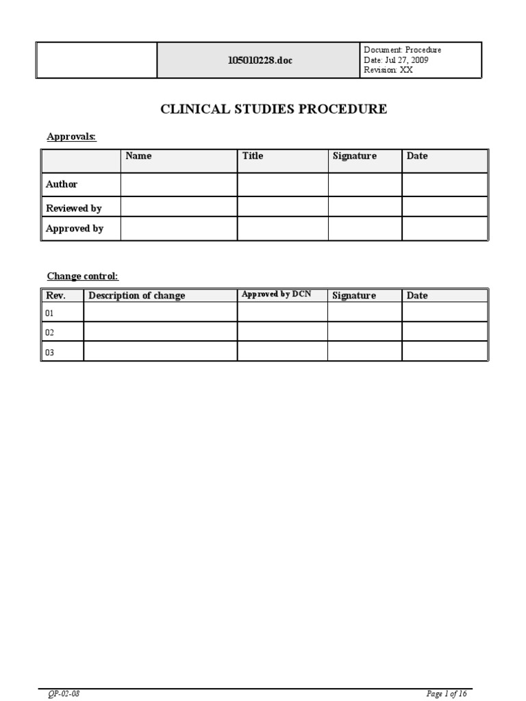 Clinical Studies Procedure Example | Institutional Review Board ...