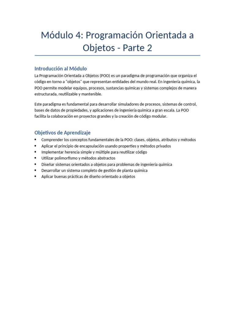 Modulo 4 POO Completo | PDF | Programación orientada a objetos | Objeto ...