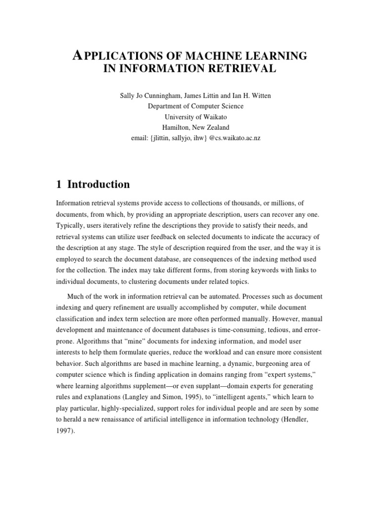 Machine Learning in Info Retrieval | PDF | Information Retrieval ...