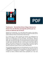 Testimonio a Hermelinda Simion lideresa de Santa Cruz de Barillas actualmente perseguida política