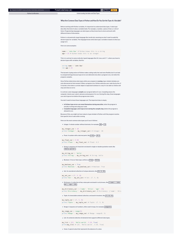 What Are Common Data Types in Python and How Do You Get The Type of A ...