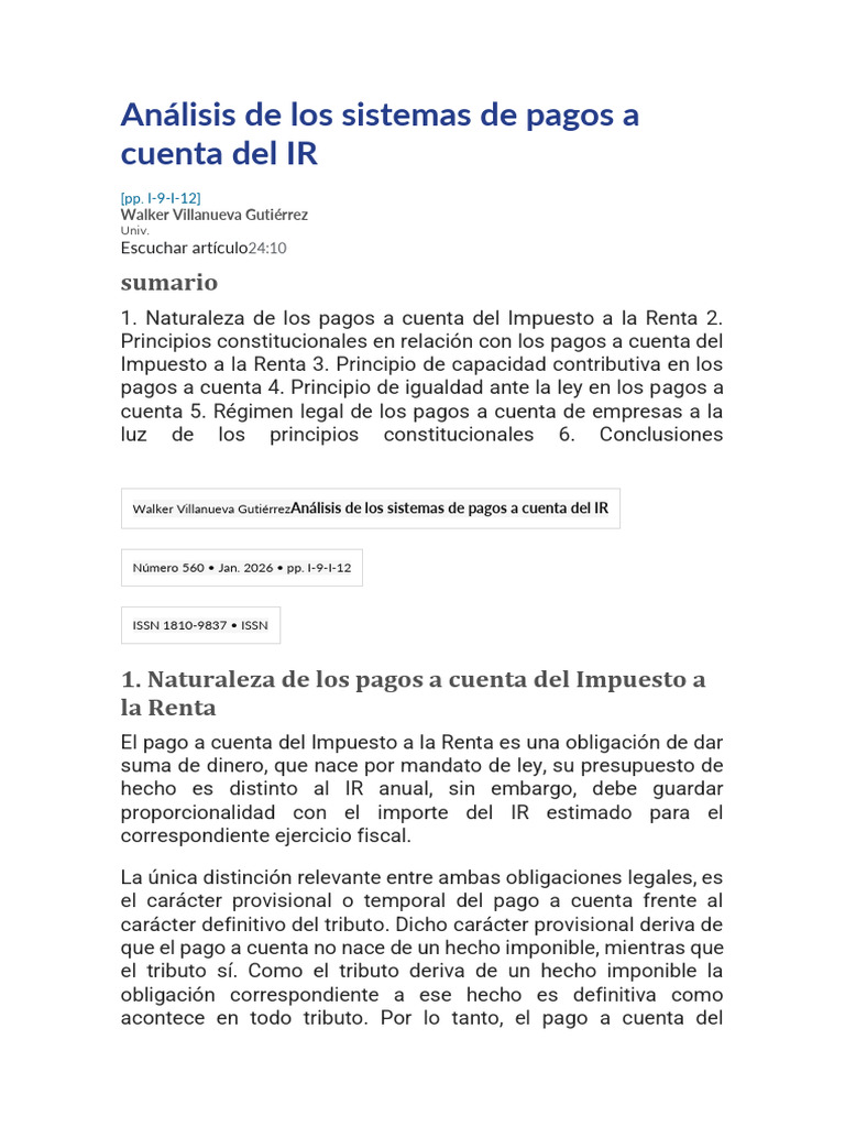 9 Análisis de Los Sistemas de Pagos A Cuenta Del IR | PDF | Impuestos ...