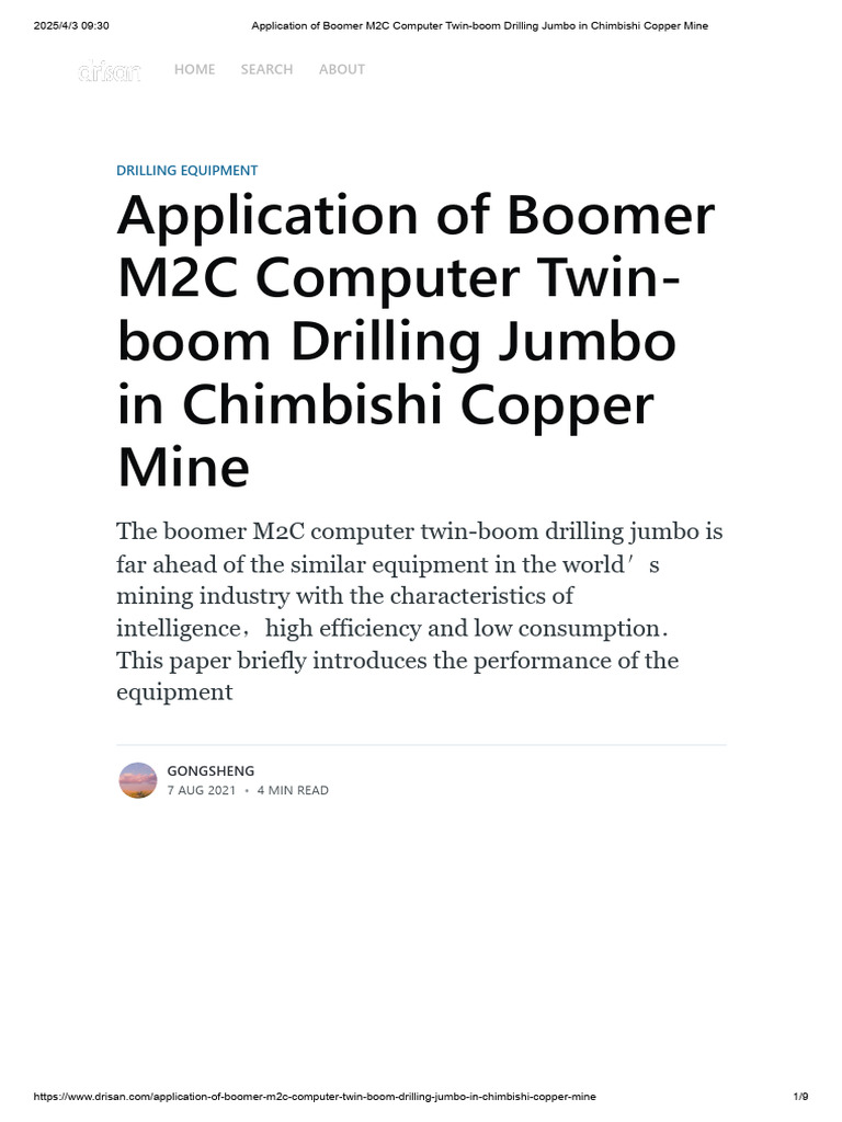 Application of Boomer M2C Computer Twin-Boom Drilling Jumbo in ...