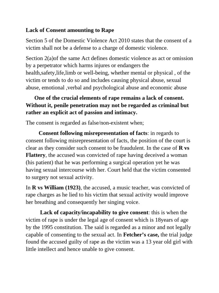 Lack of Consent Amounting To Rape | PDF