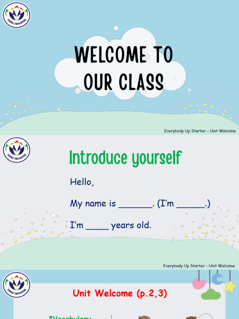 Everybody Up Starter - Unit 0 Welcome | PDF