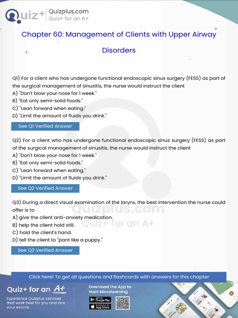 For A Client Who Has Undergone Functional Endoscopic Sinus Surgery Fess ...