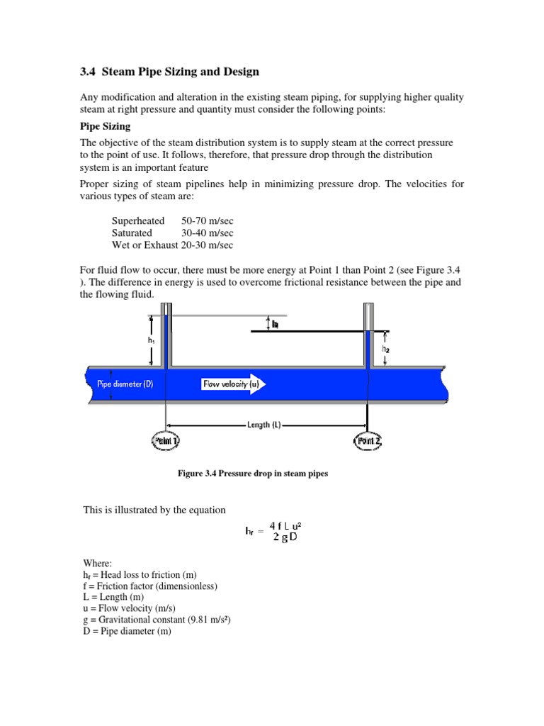 4.11.4 Steam Pipe Sizing and Design Chemical Engineering Mechanical