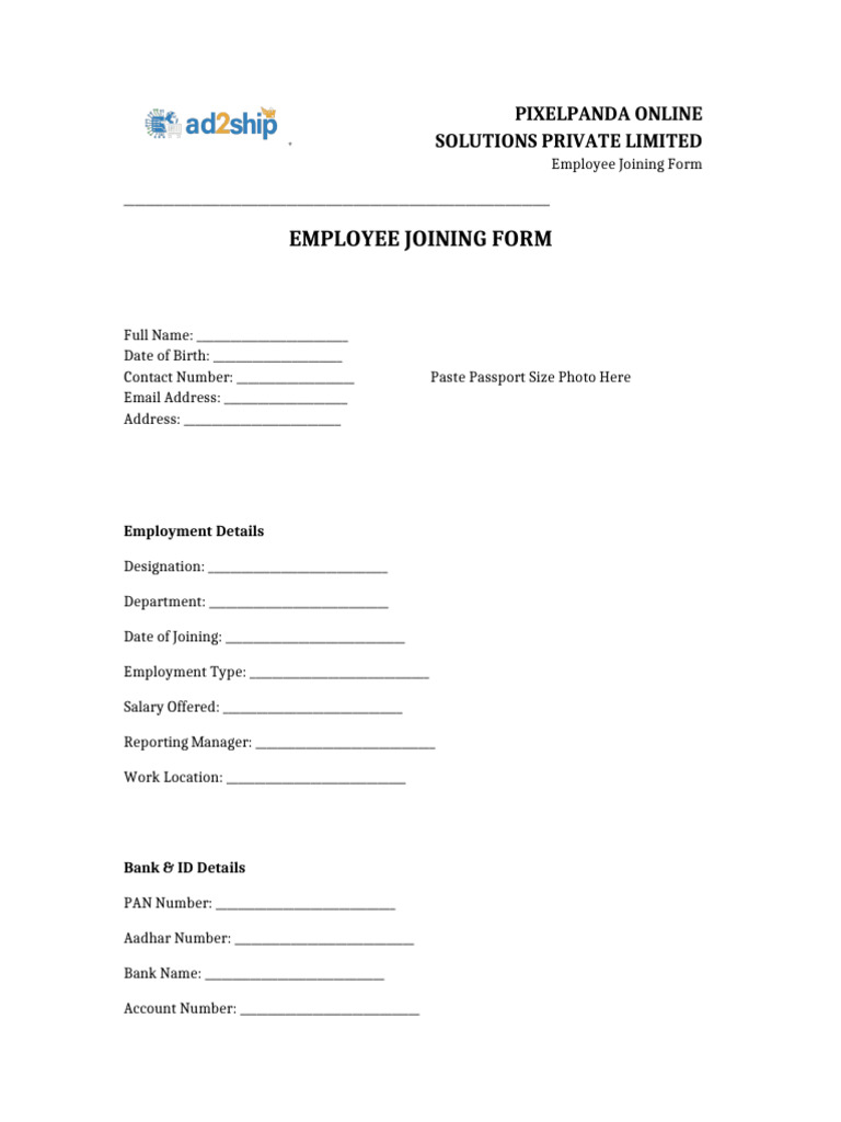 Ad2Ship Joining Form Final | PDF