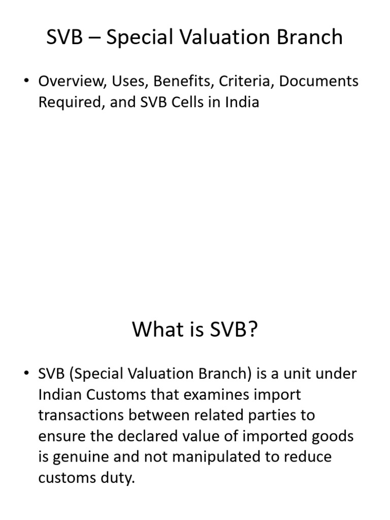 SVB Customs Overview | PDF