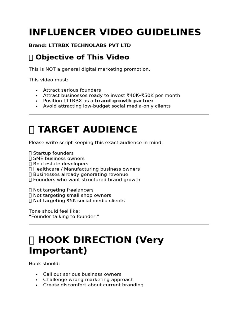Influencer Video Guidelines | PDF | Brand | Strategic Management