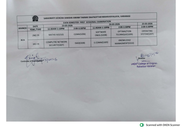 Time Table Bca 2nd &3rd | PDF