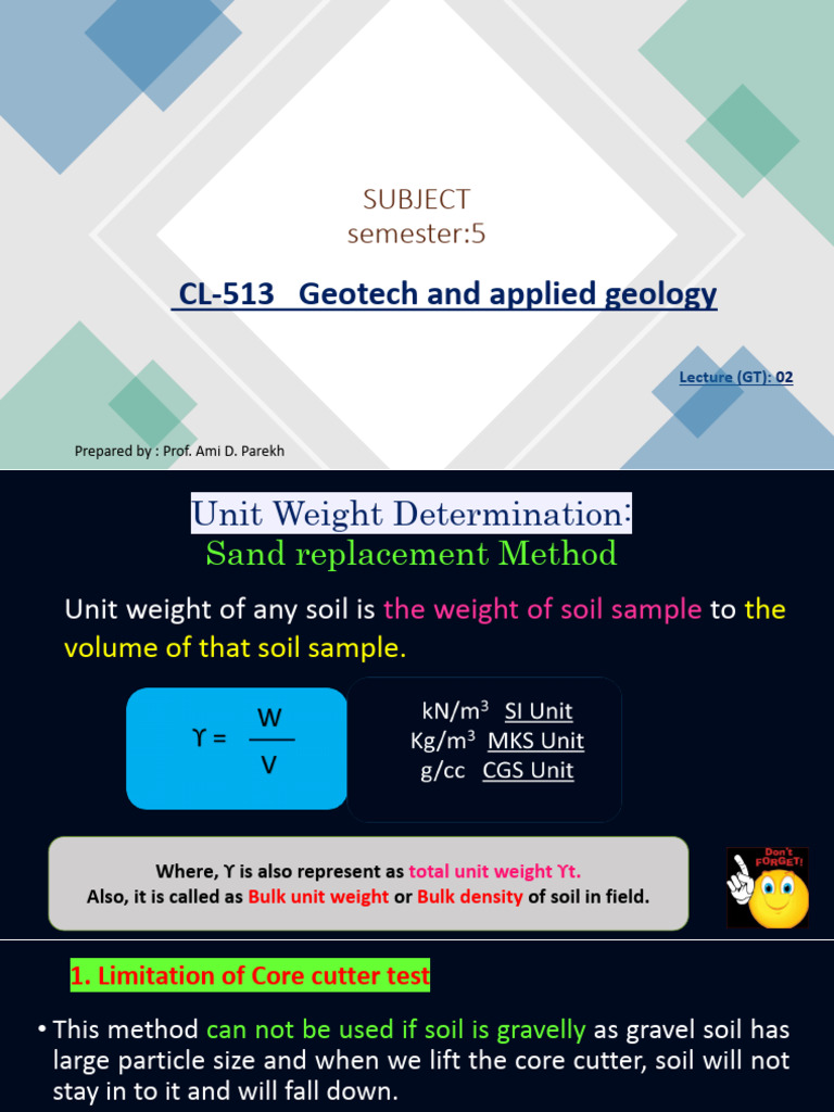 25 Aug Lec 16 2021sand Replacement Method Experiment 2 | PDF | Volume ...