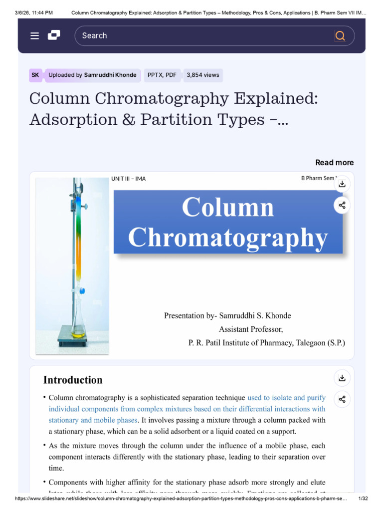 Column | PDF | High Performance Liquid Chromatography | Chromatography
