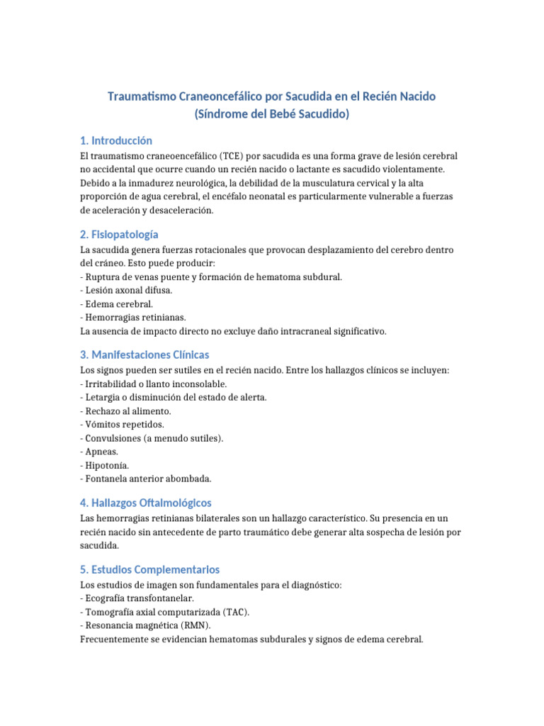 Traumatismo Craneoencefalico Por Sacudida en RN | PDF | Lesión cerebral ...
