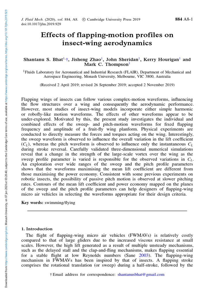 (Paper Flight) Effects of Flapping-Motion Profiles On Insect-Wing ...