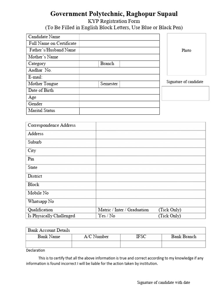 KYP Registration Form | PDF
