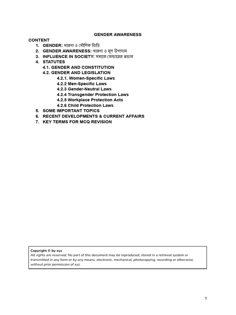 Gender Awareness | PDF